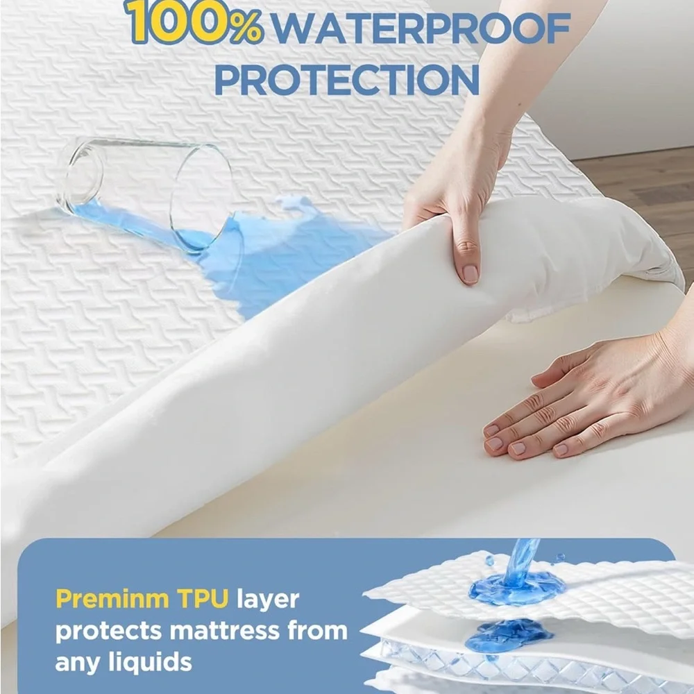 100% Waterproof King Mattress Protector, Hypoallergenic Viscose